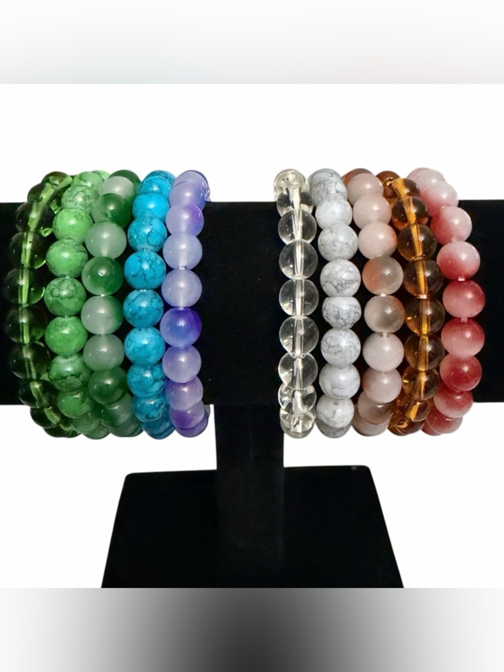 Bracelets x10 OS Bohemian Stretch Glass Beads Handmade